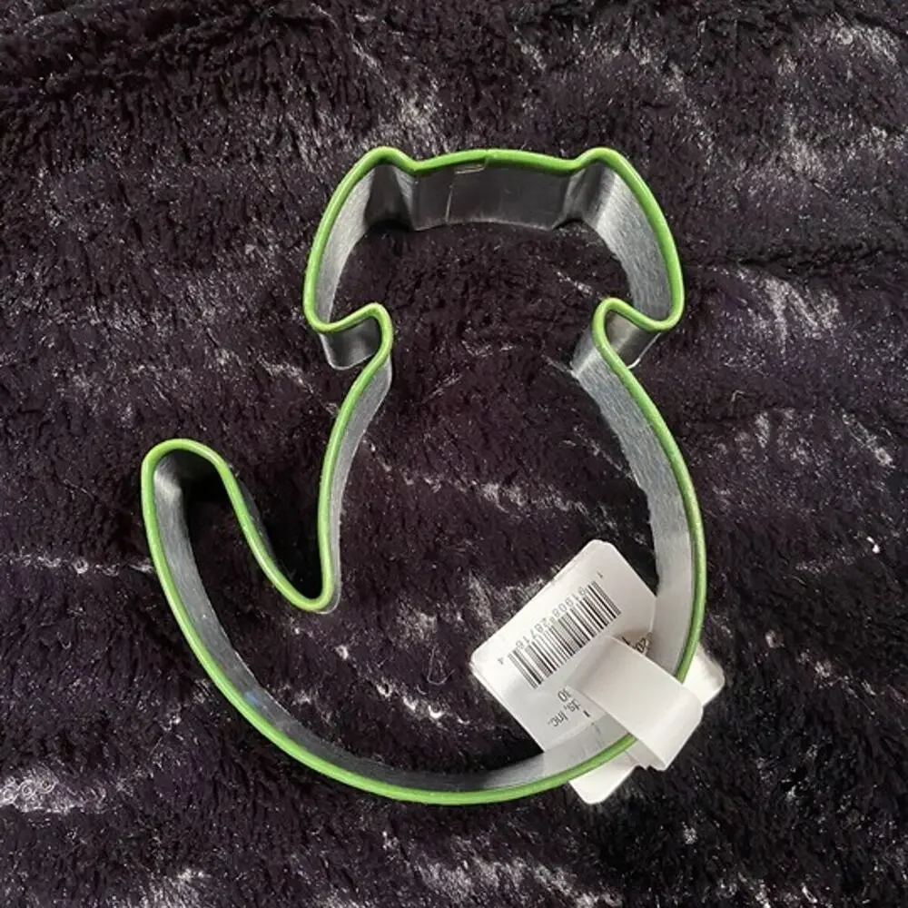 Threshold Metal Cookie Cutter Dog Shape Silver with Green Rim Single Cutter
